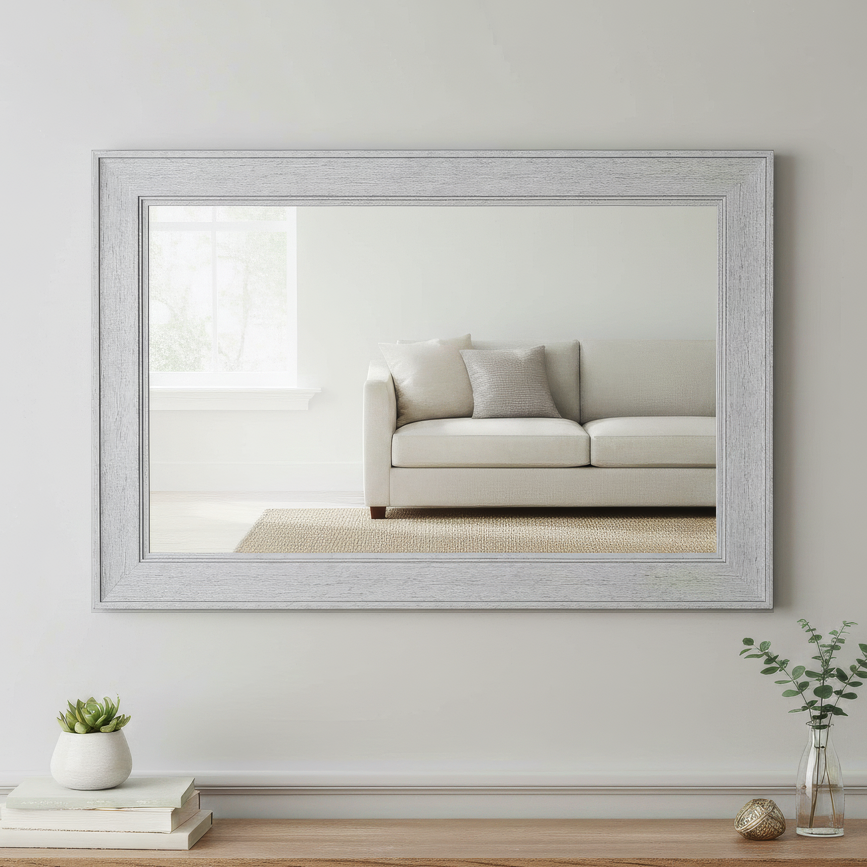 Porter Brushed Silver Framed Mirror