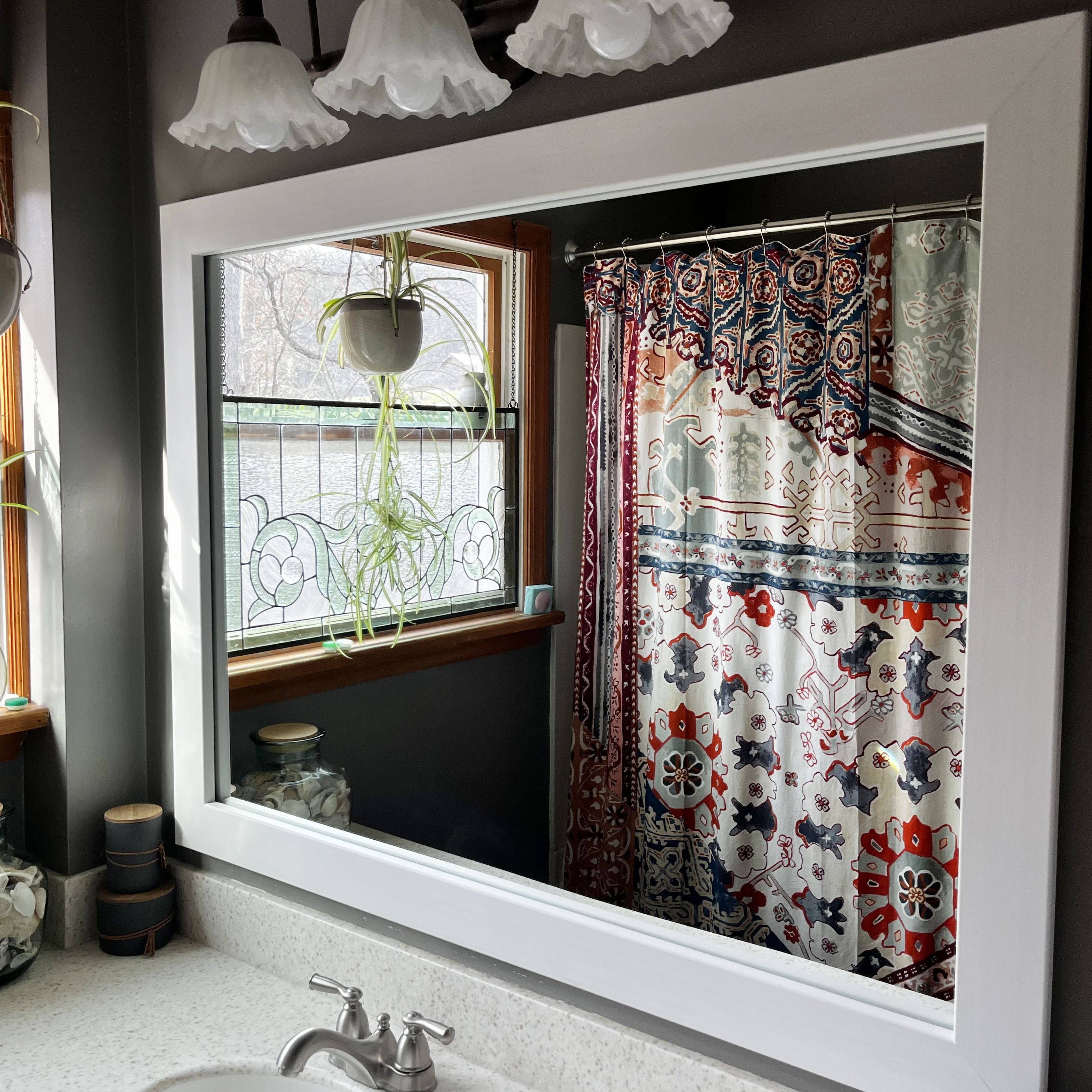 Pendleton Rustic White Framed Mirror
