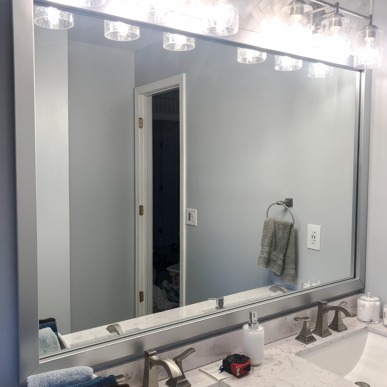 Meade Brushed Chrome Framed Mirror