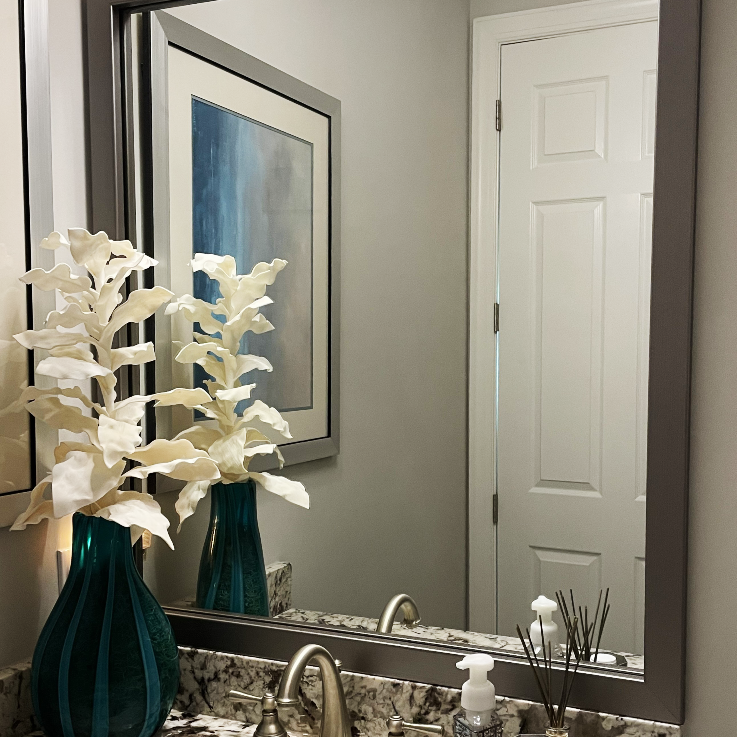 Meade Satin Nickel Framed Mirror