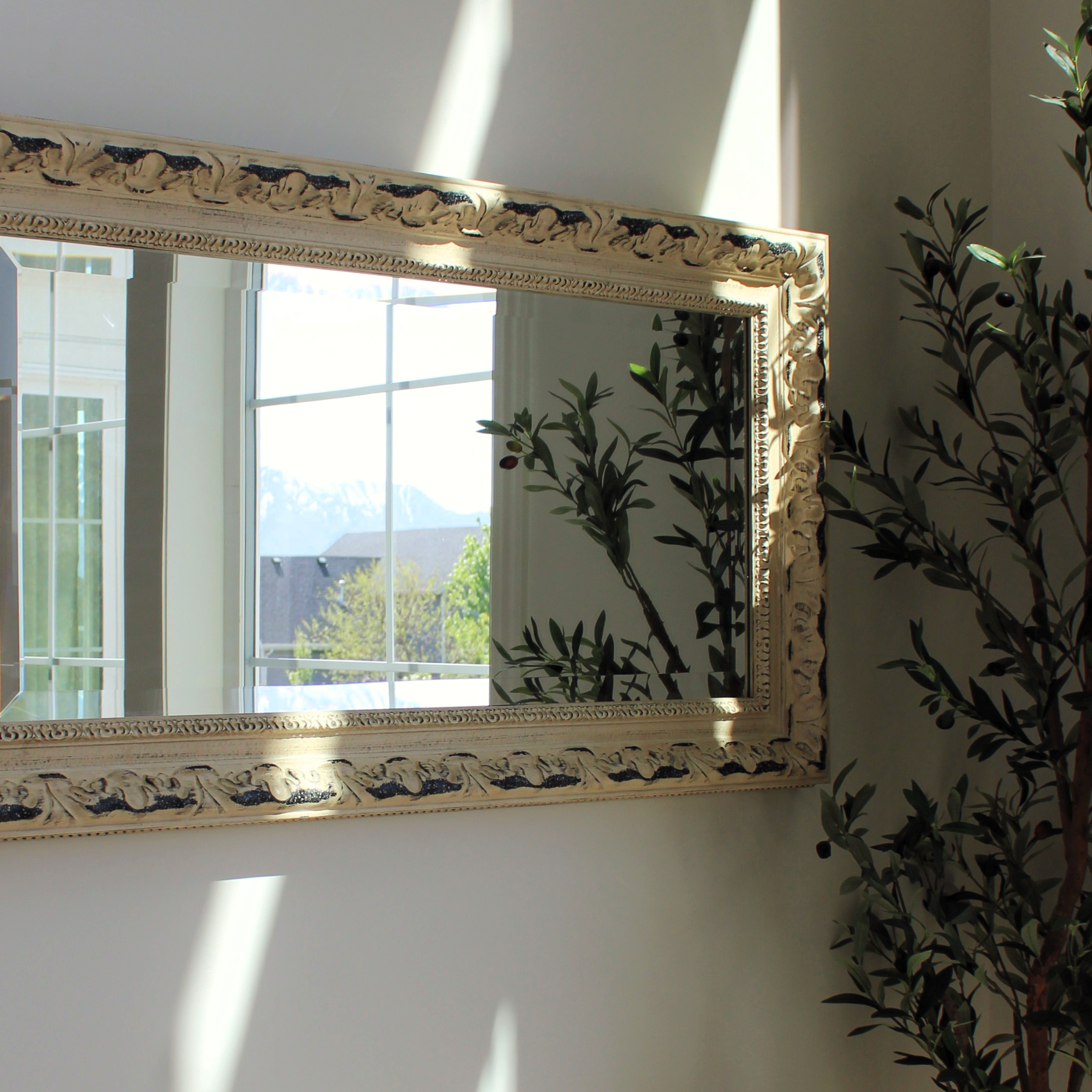 Winston Antique White Framed Mirror