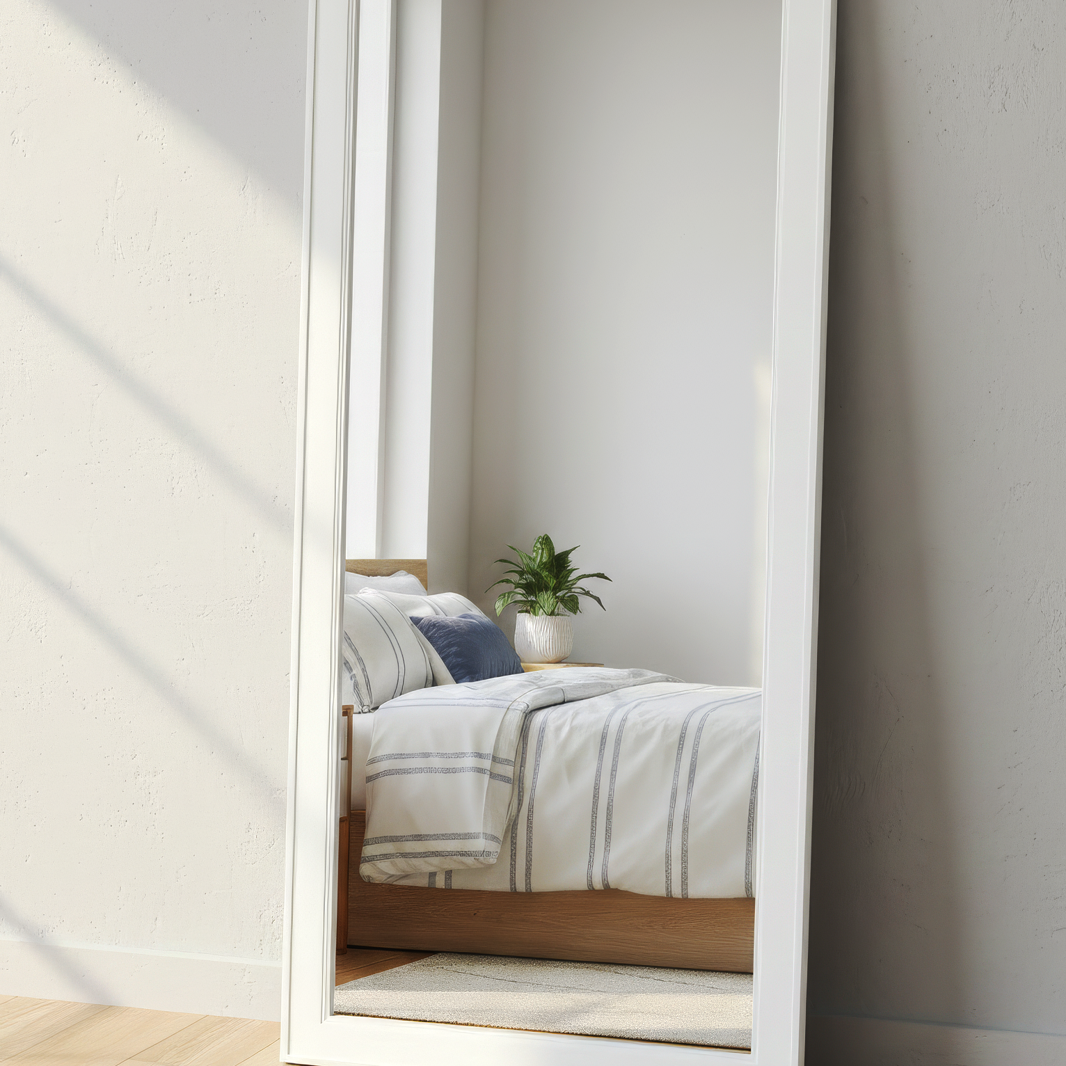 Porter White Framed Mirror