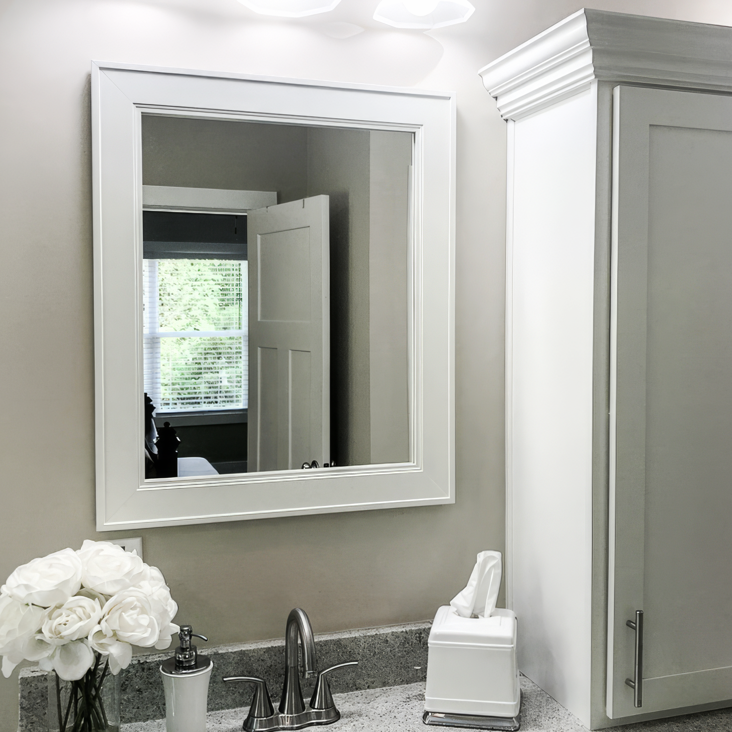 Porter White Framed Mirror