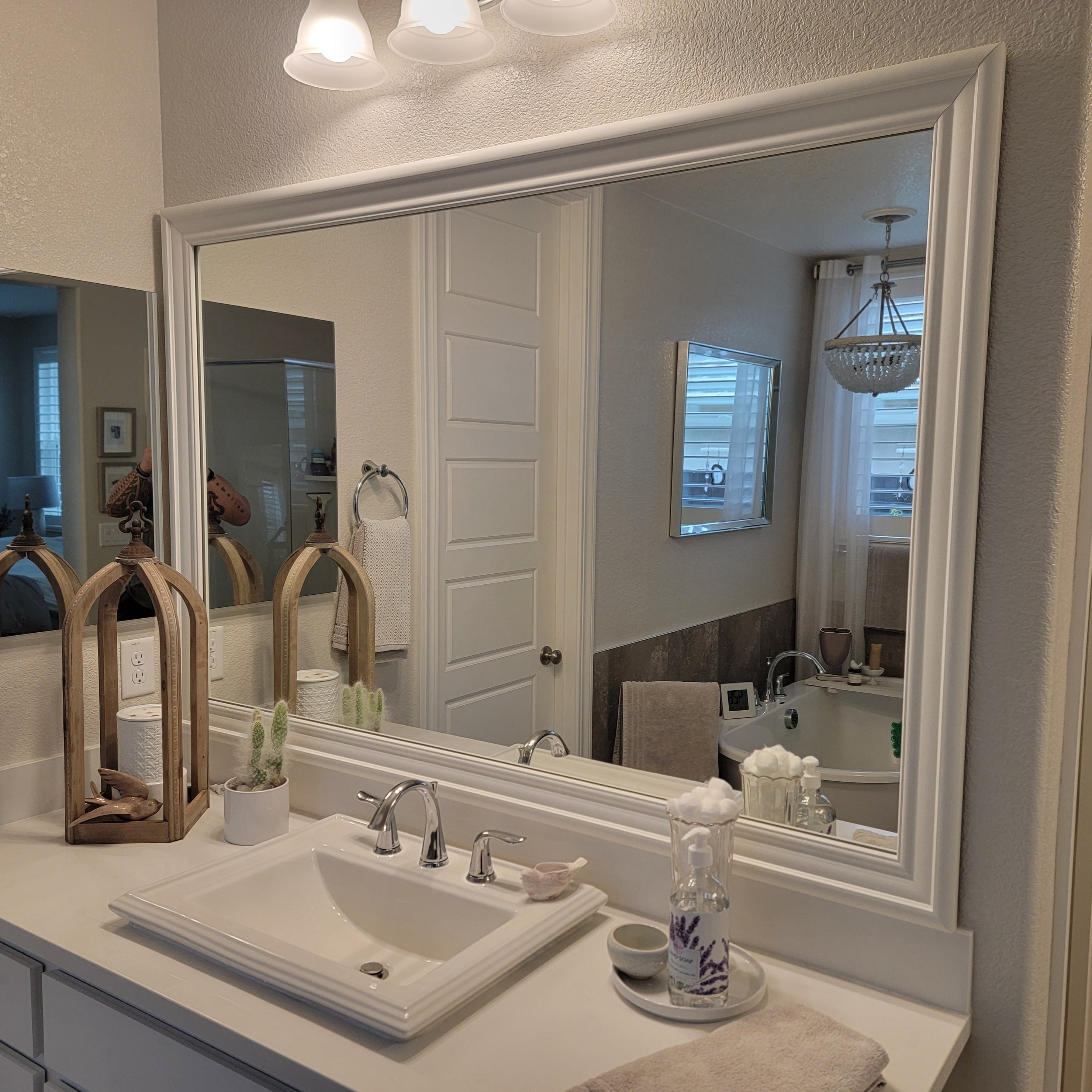 White Mirror Frames  DIY White Bathroom Mirror Frame Ideas