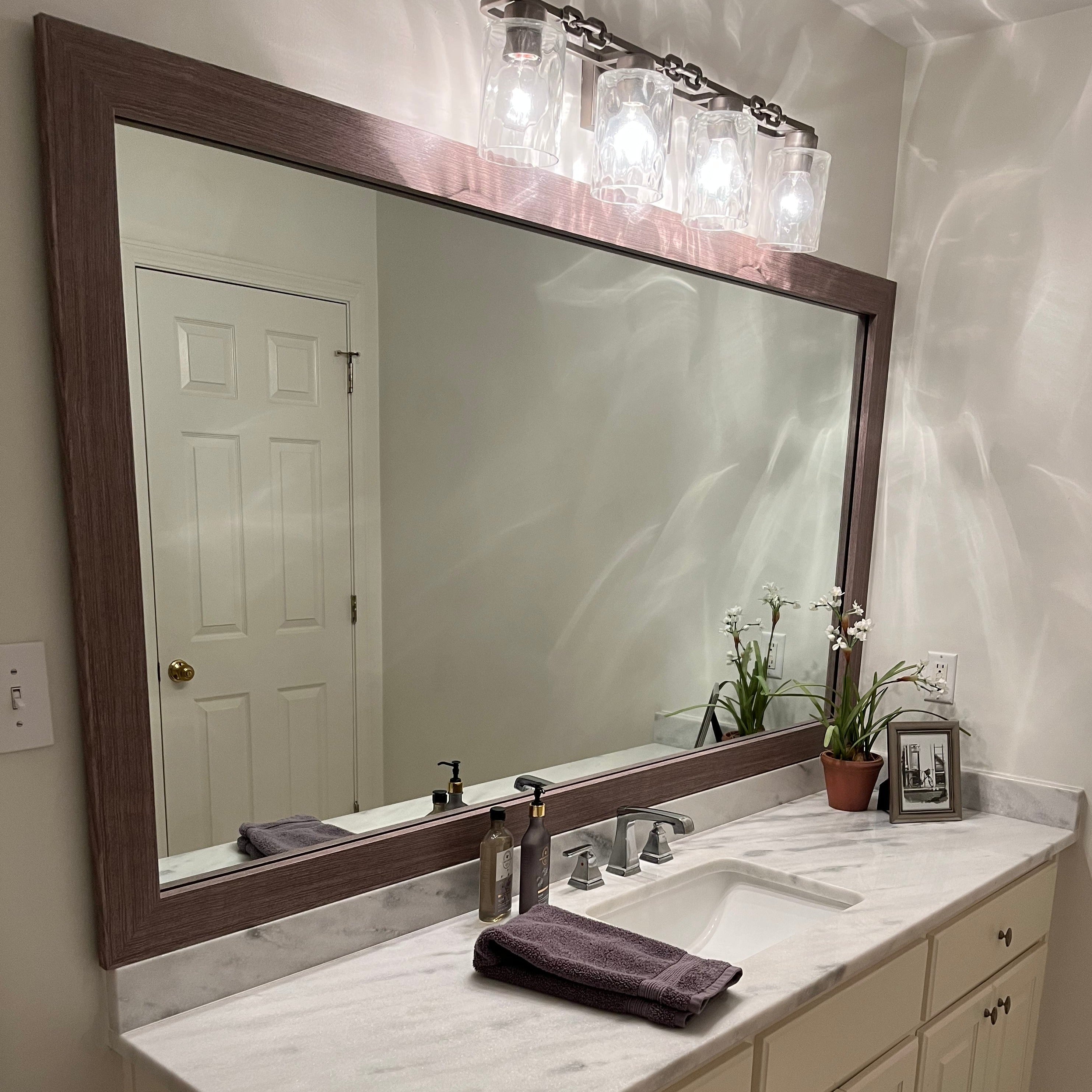 MirrorChic Driftwood 66 in. x 36 in. Mirror Frame Kit in White - Mirror NOT  Included