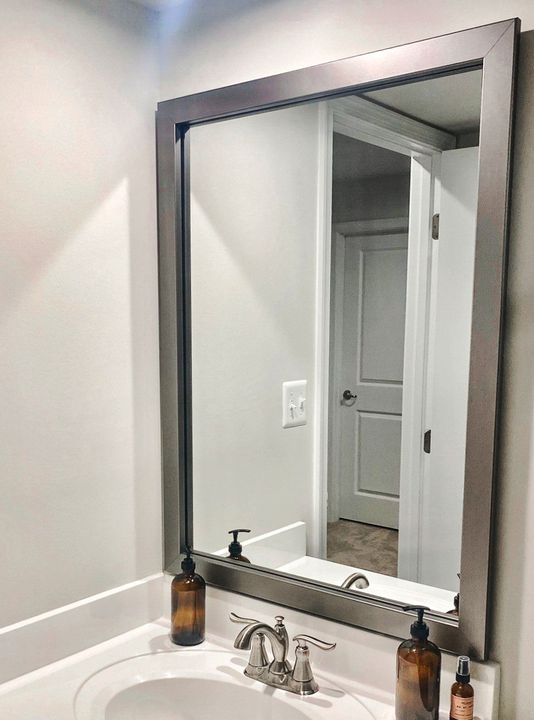 Meade Satin Nickel Framed Mirror