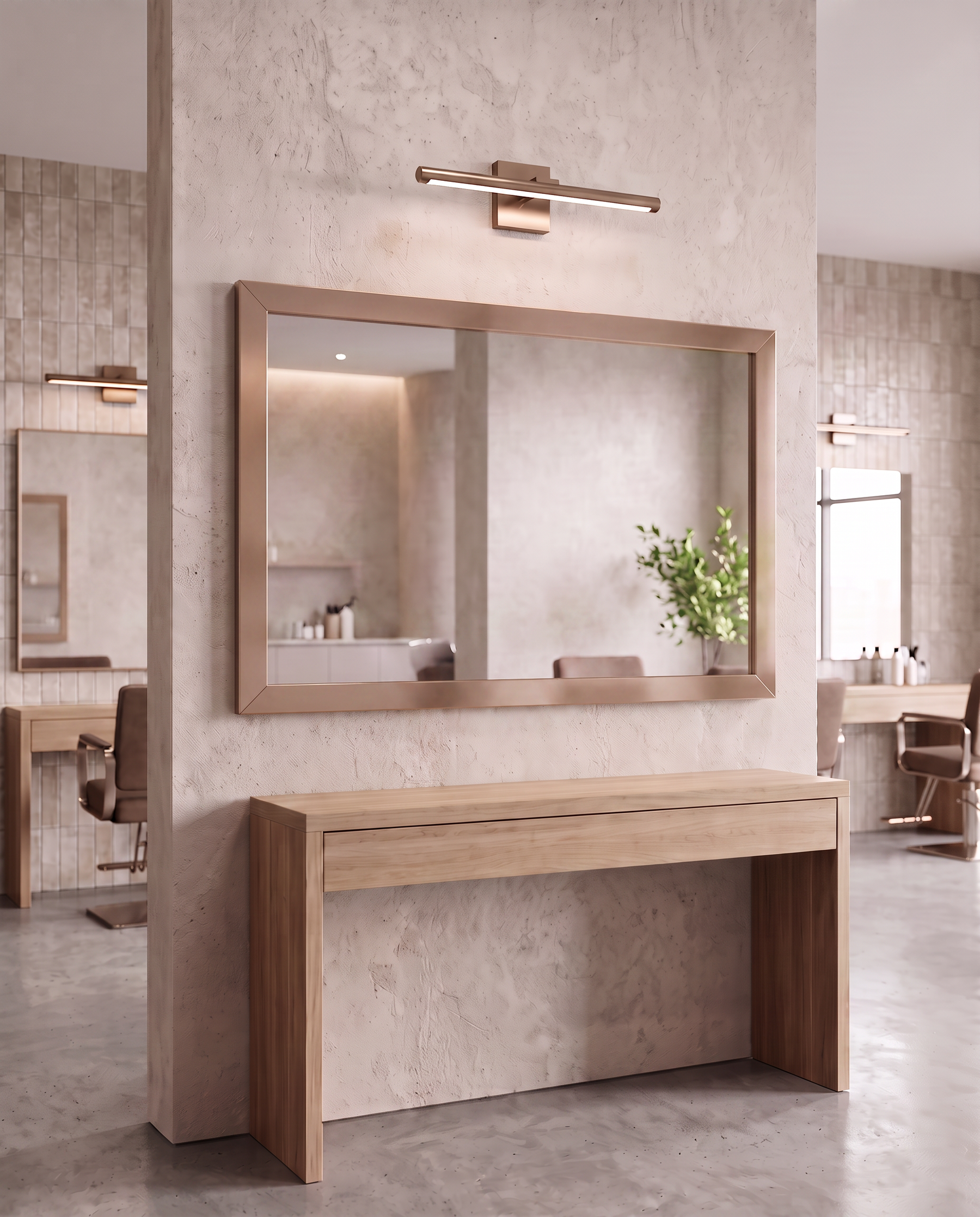 Upton Champagne Bronze mirror frame in a salon spa