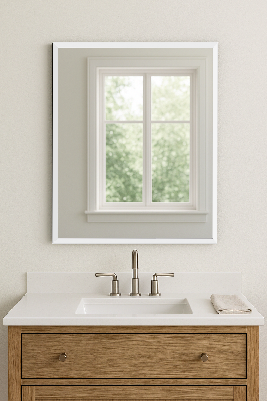 Windham Pure White Metal Mirror