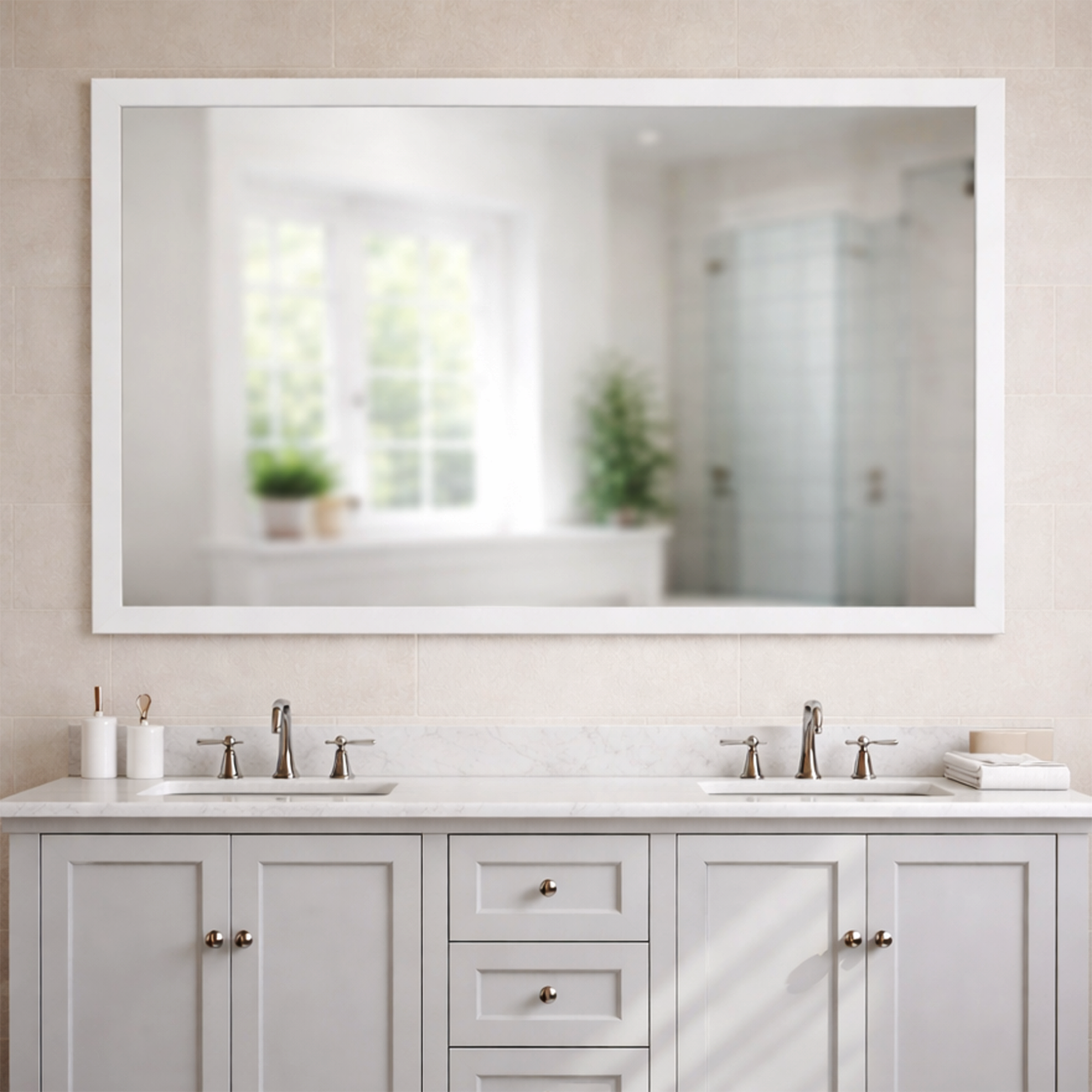 Ellis Pure White Framed Mirror