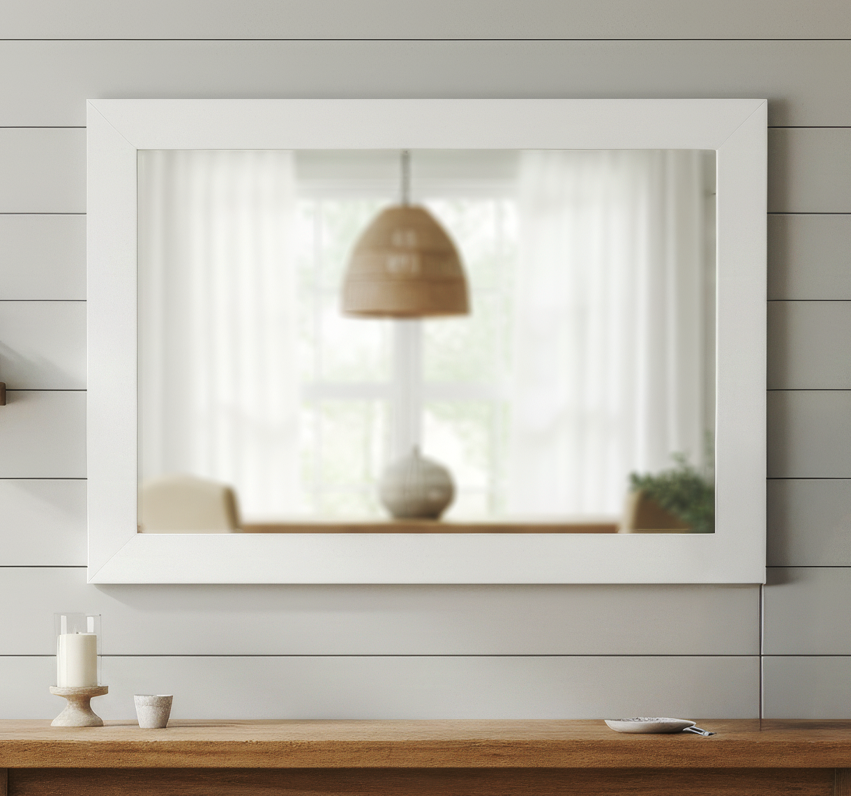 Pendleton Pure White Framed Mirror