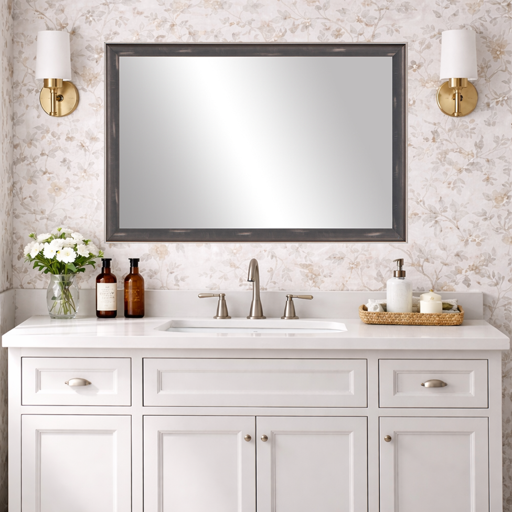 Warren Antique Pewter Framed Mirror