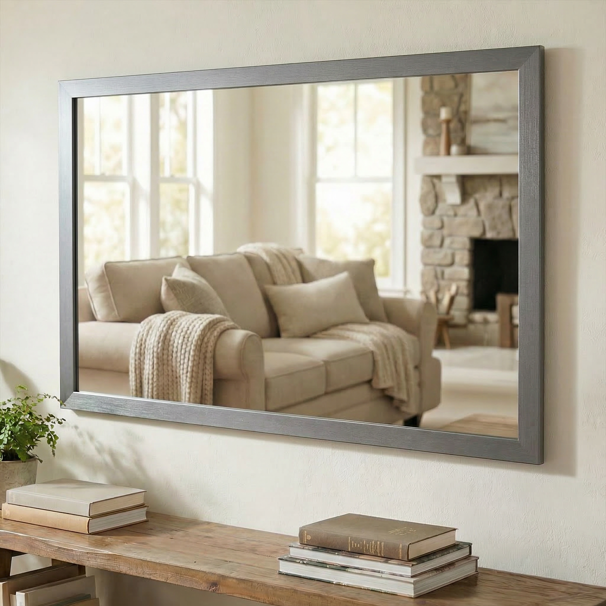 Meade Satin Nickel Framed Mirror