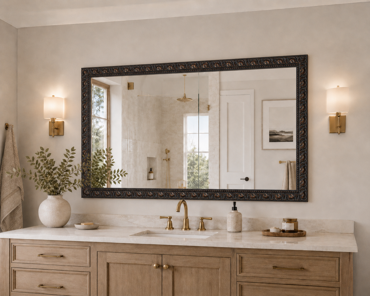 Replace the mirror with Custom-size Framed Mirror