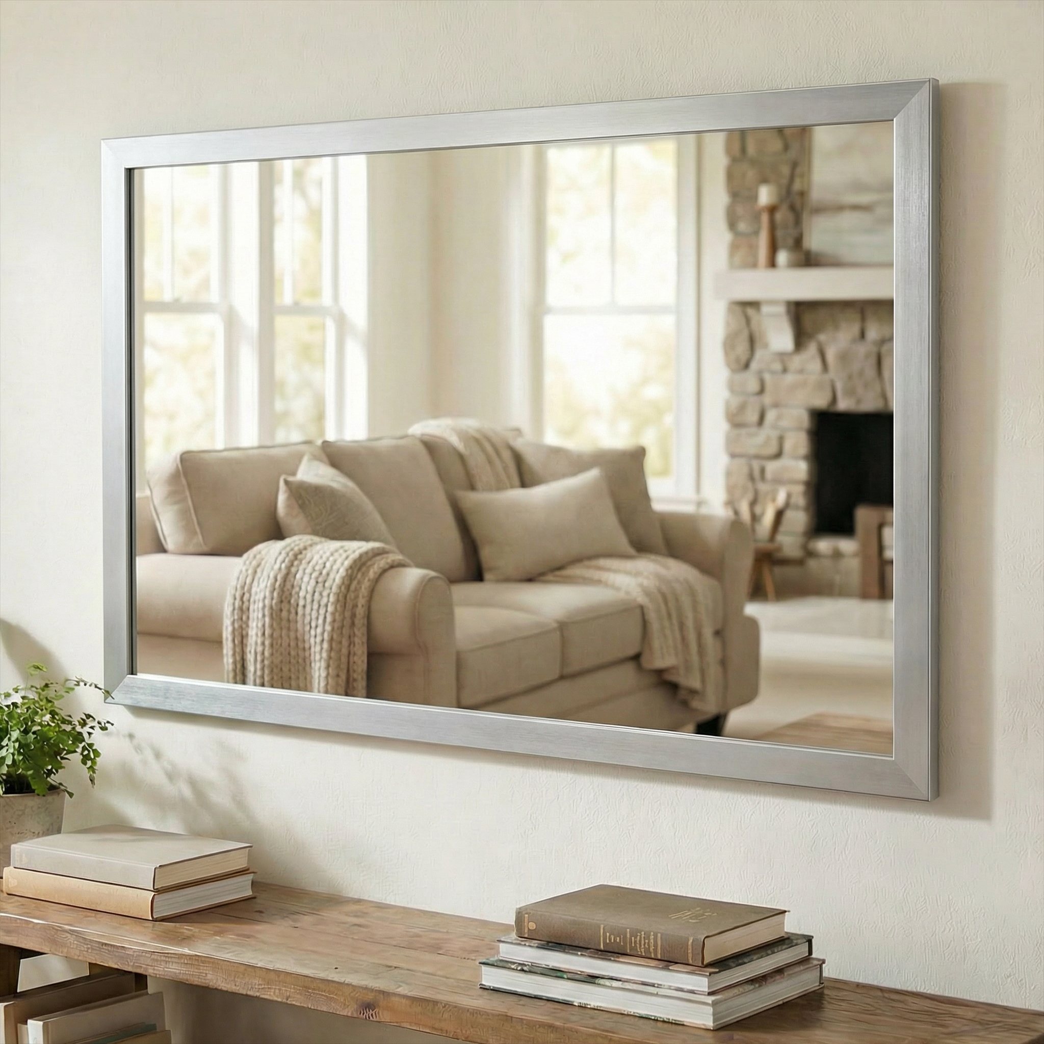 Meade Brushed Chrome Framed Mirror