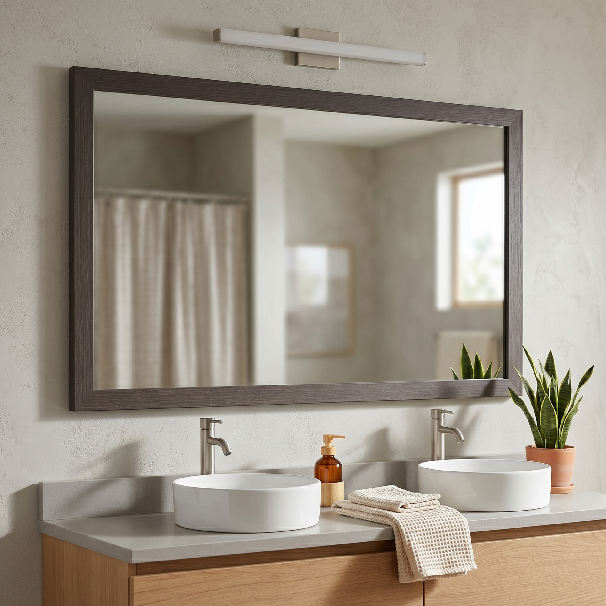 Meade Espresso Textured Framed Mirror