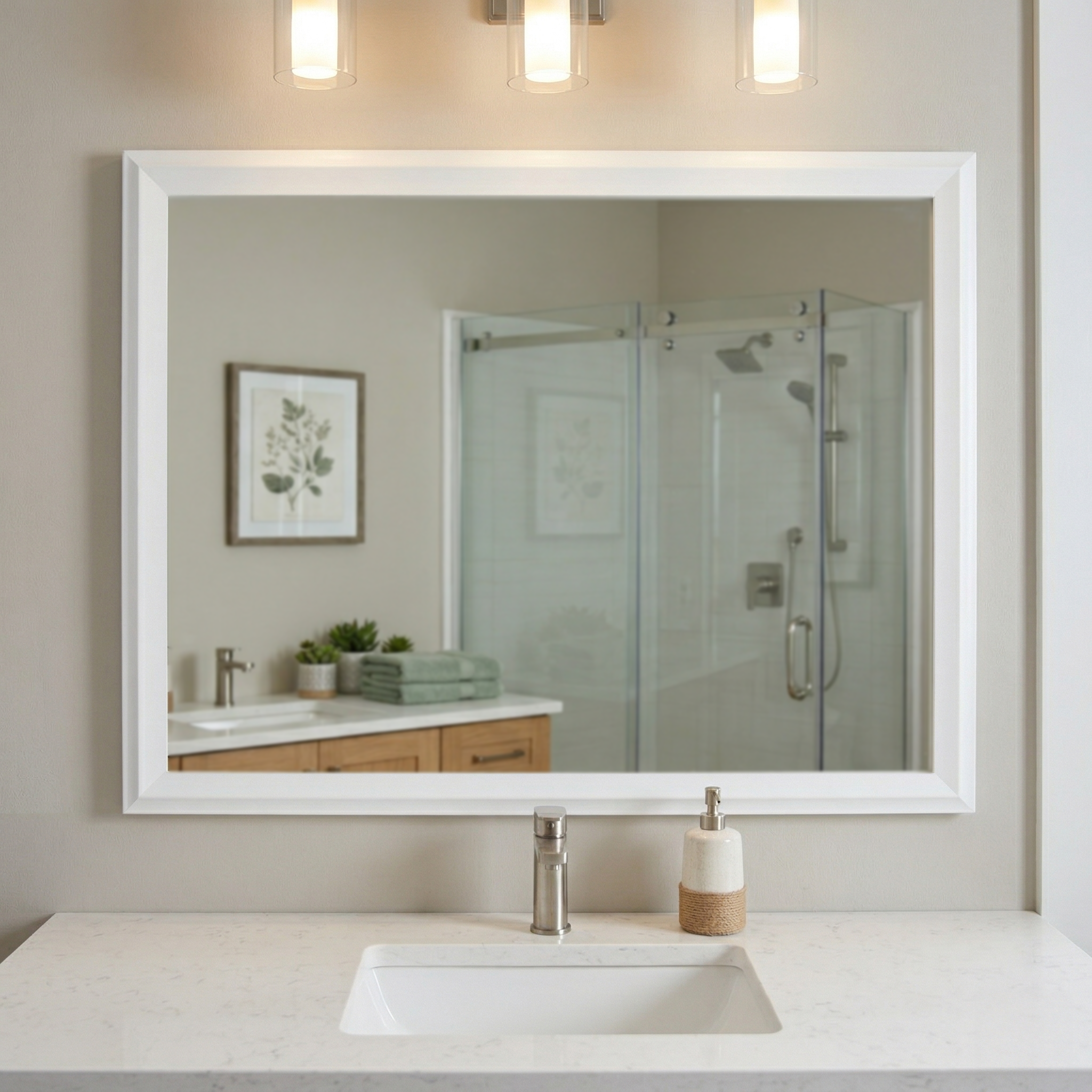 Woodford Pure White Framed Mirror