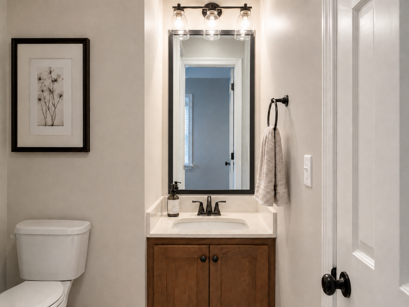 A Narrow Half-Bath Mirror, Framed to Fit