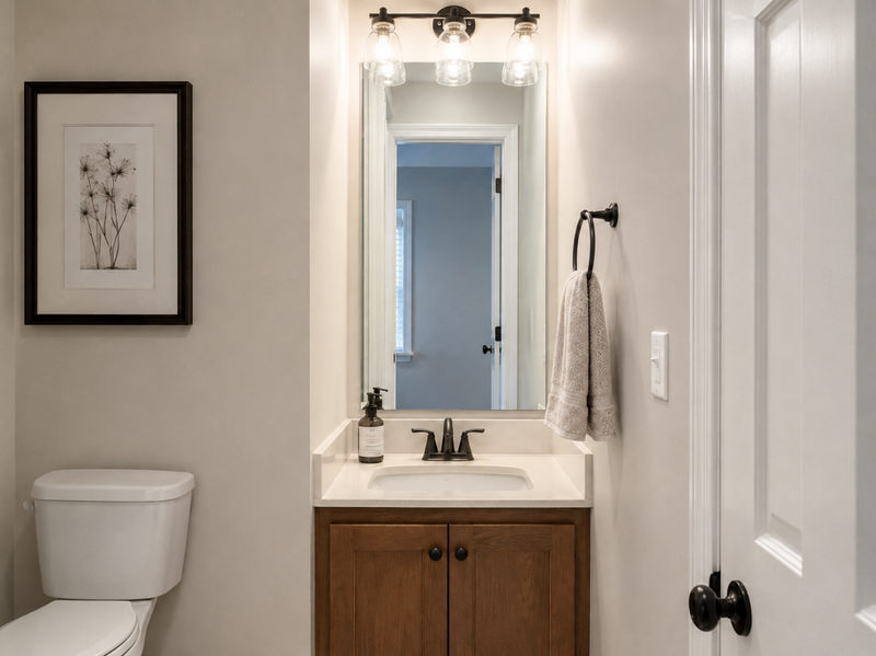 A Narrow Half-Bath Mirror, Framed to Fit
