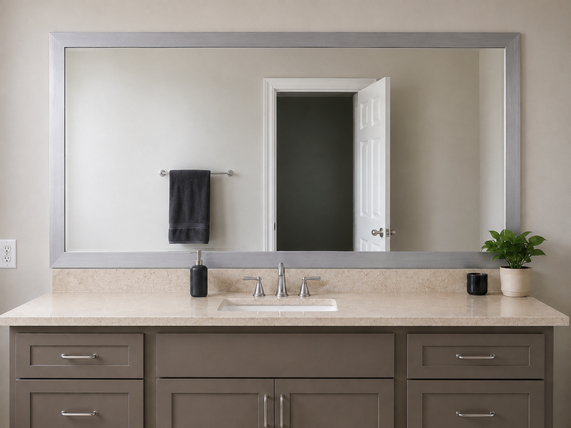 A Small Mirror Replaced With a Wall-to-Wall Design