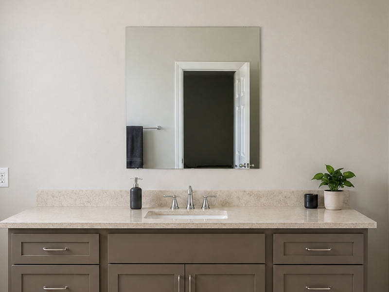 A Small Mirror Replaced With a Wall-to-Wall Design