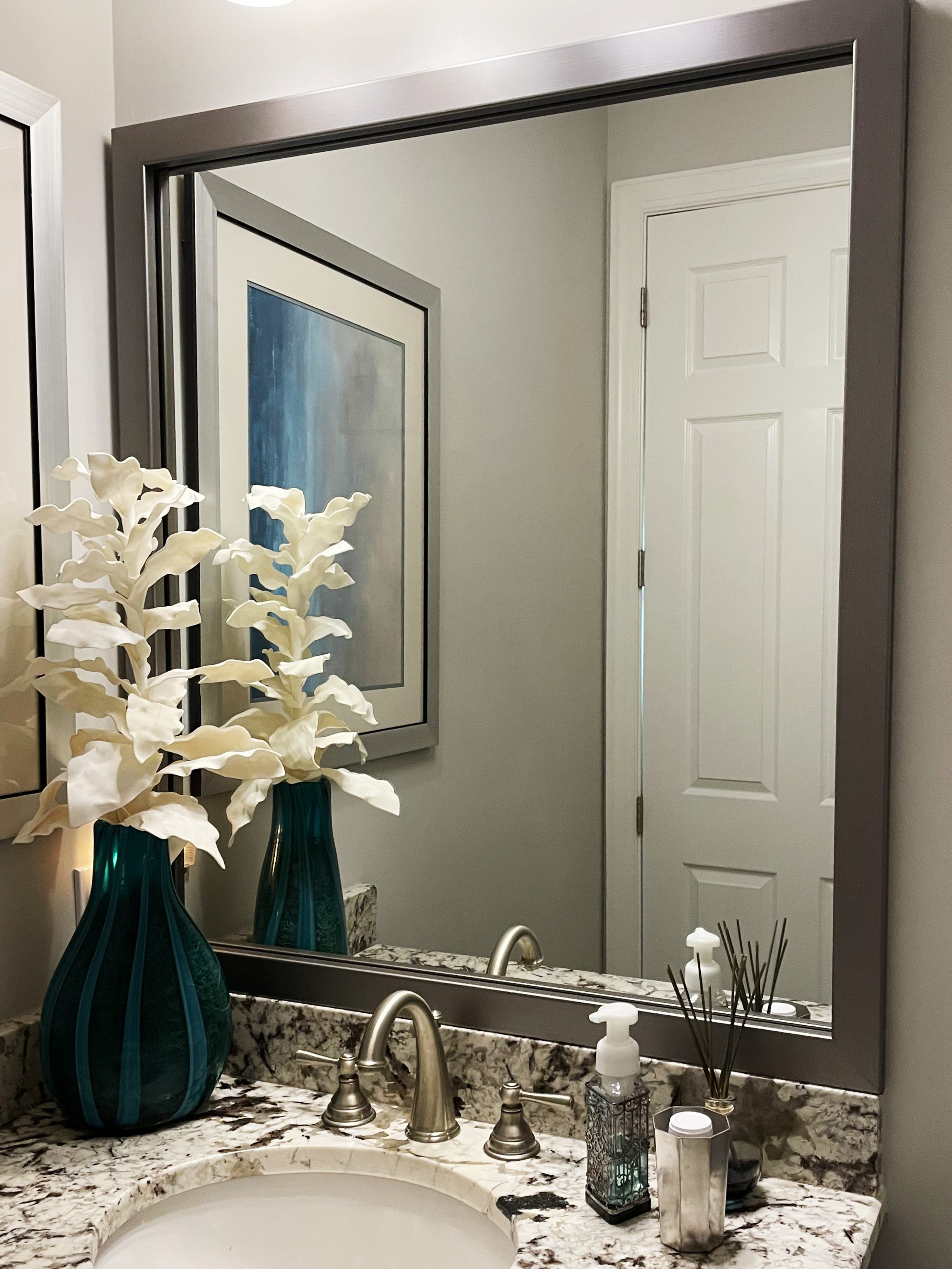 Meade Satin Nickel Framed Mirror