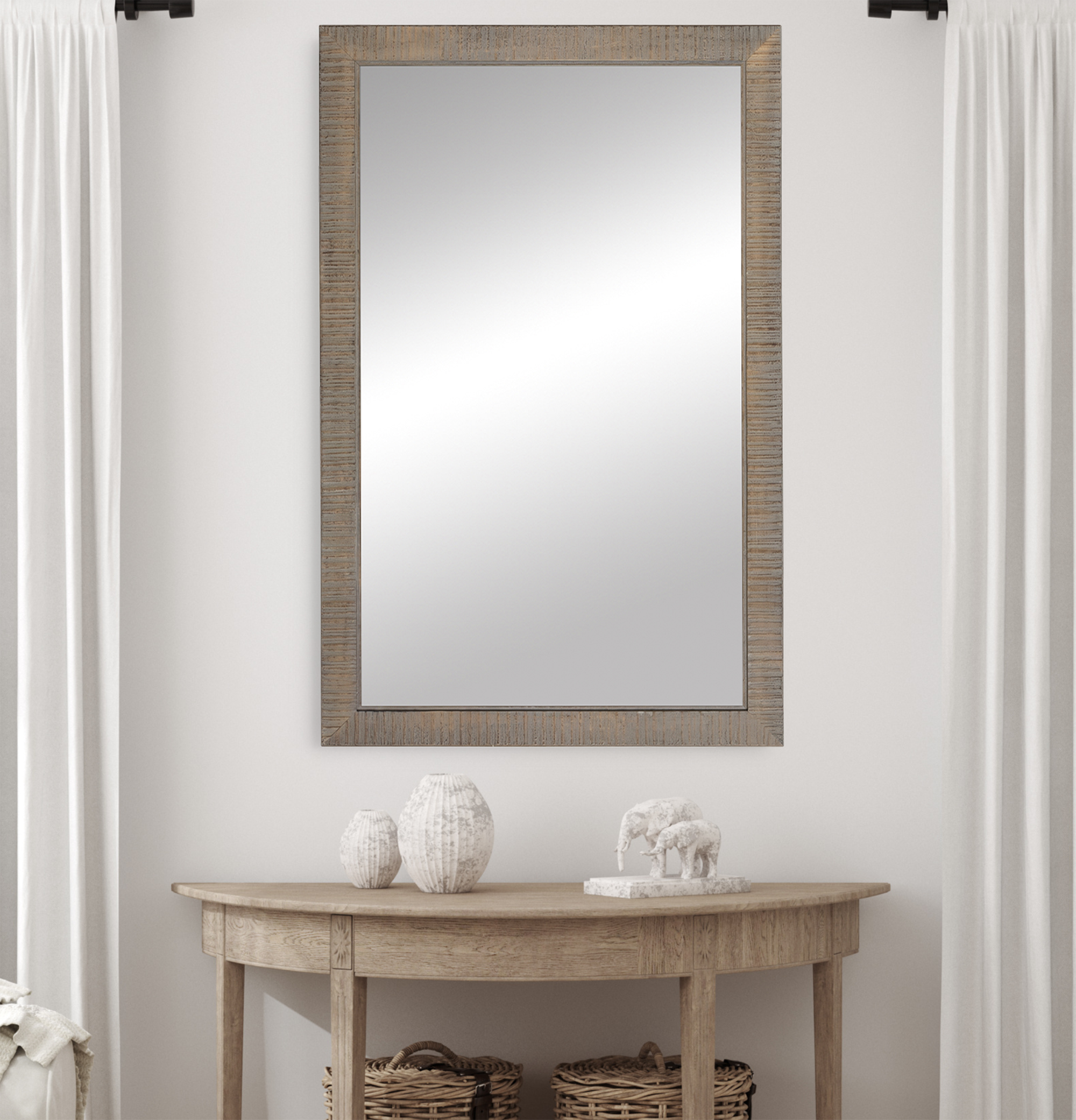 Huntington Distressed Charcoal Framed Mirror