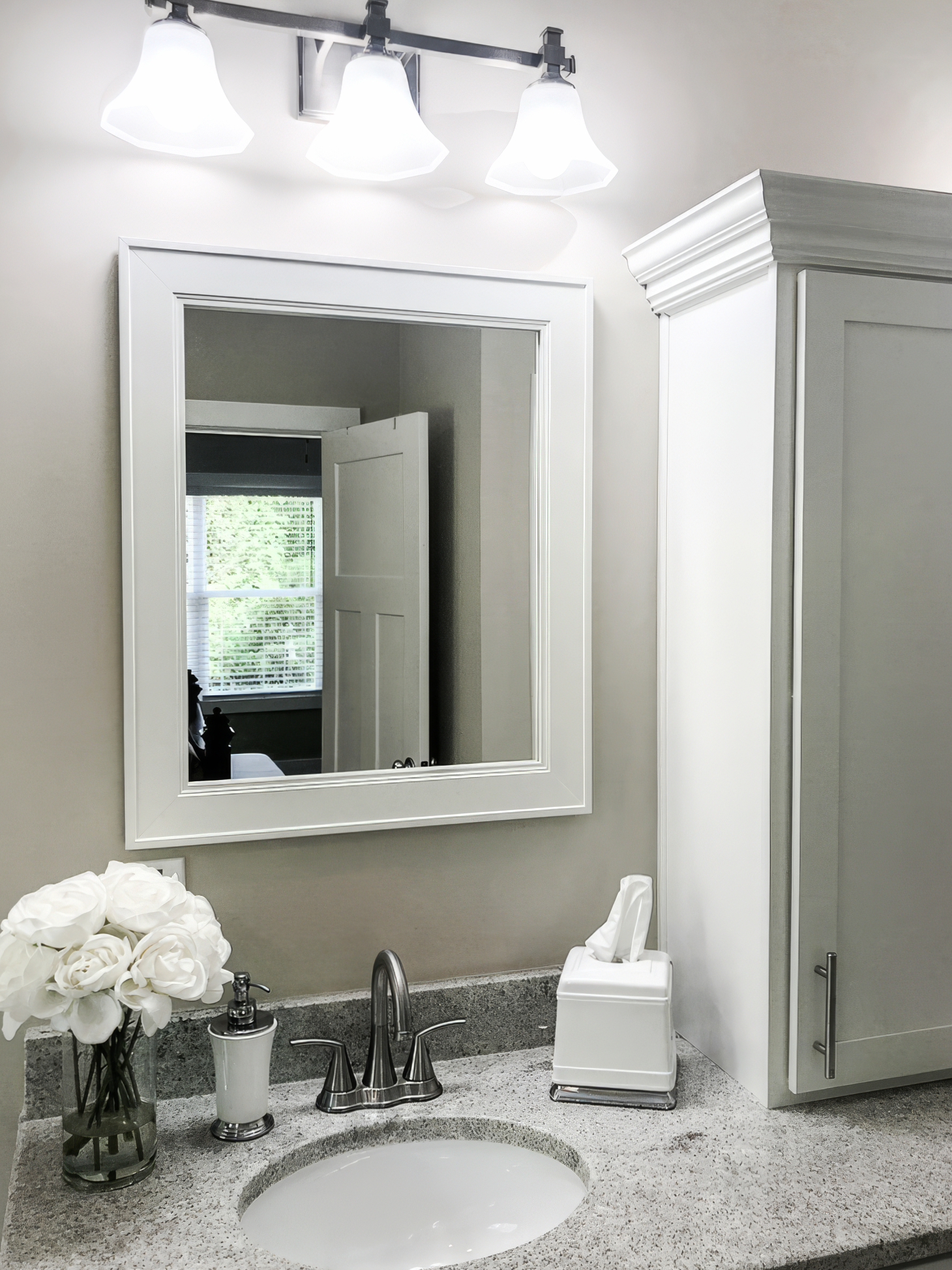 Porter White Framed Mirror