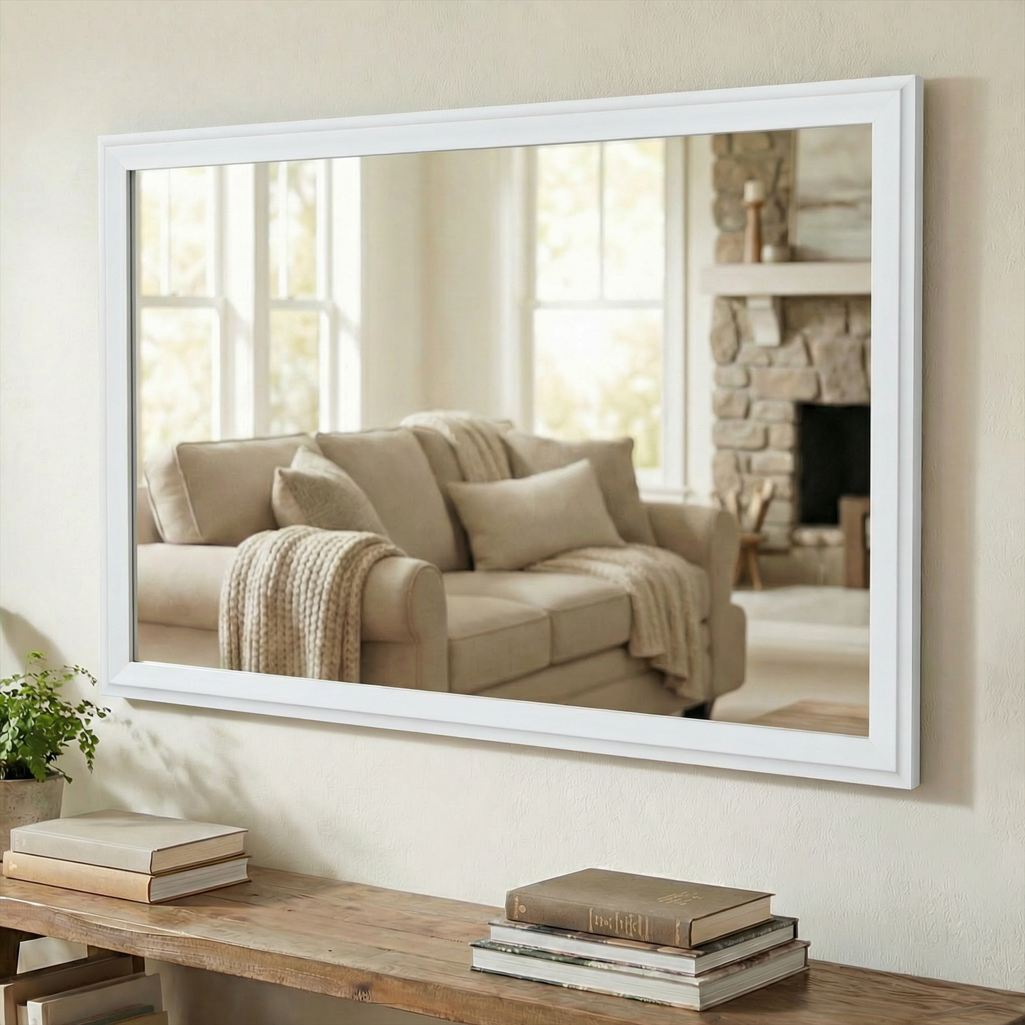 Woodford Pure White Framed Mirror