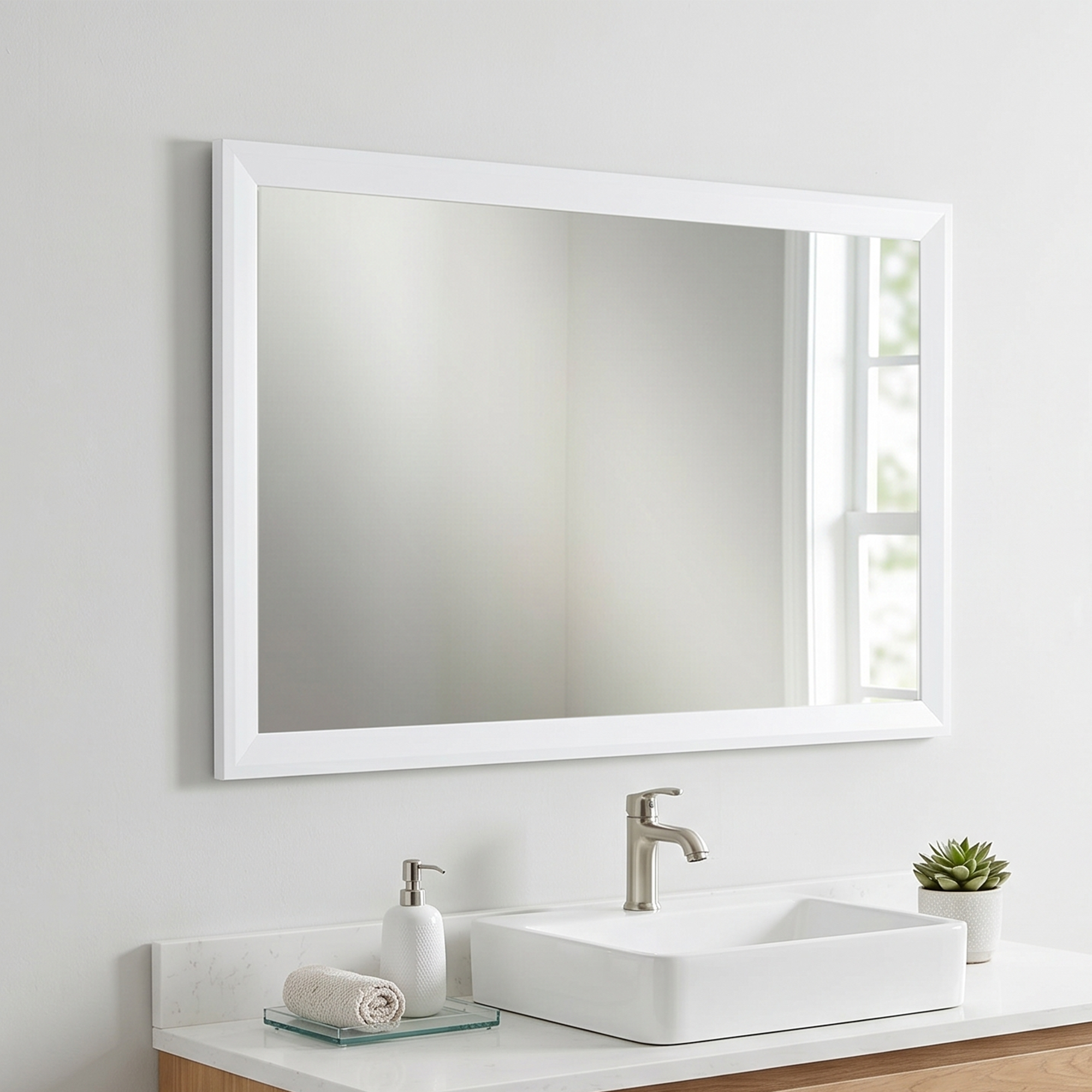 LaRue Pure White Framed Mirror