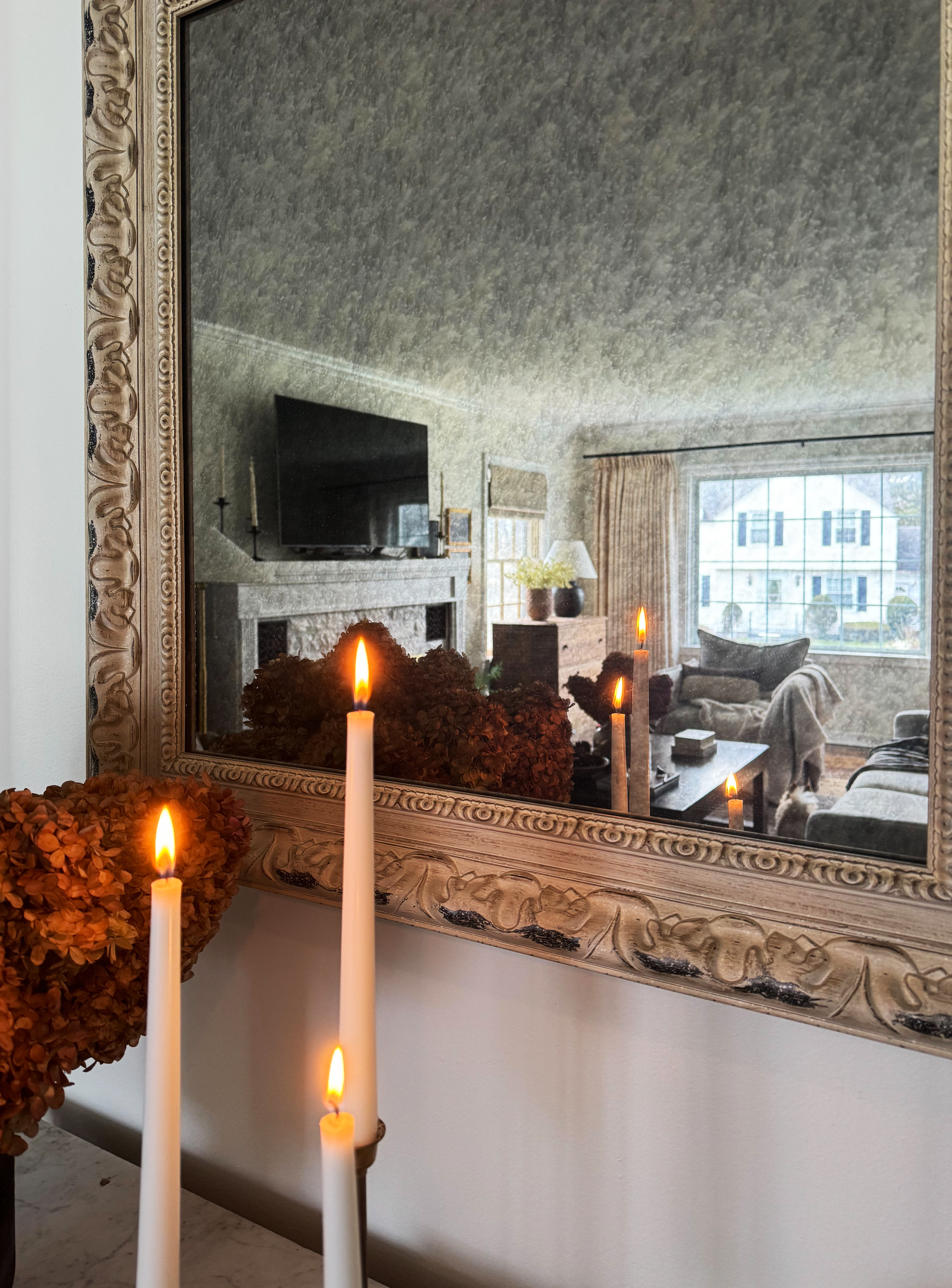 Winston Antique White Framed Mirror