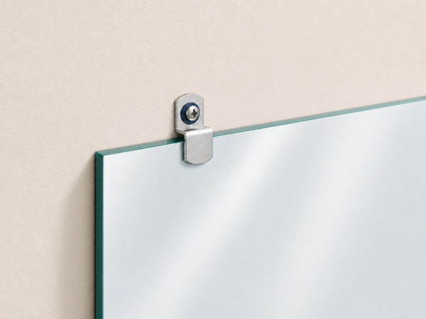 Mirror with metal replacement clip