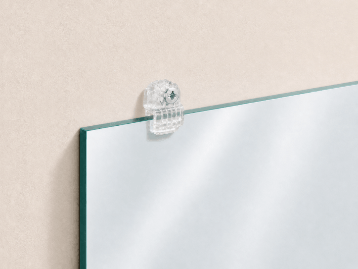 Mirror with bulky plastic clip